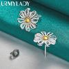 925 Sterling Silver Chrysanthemum Stud Earrings For Women Wedding Fashion Jewelry