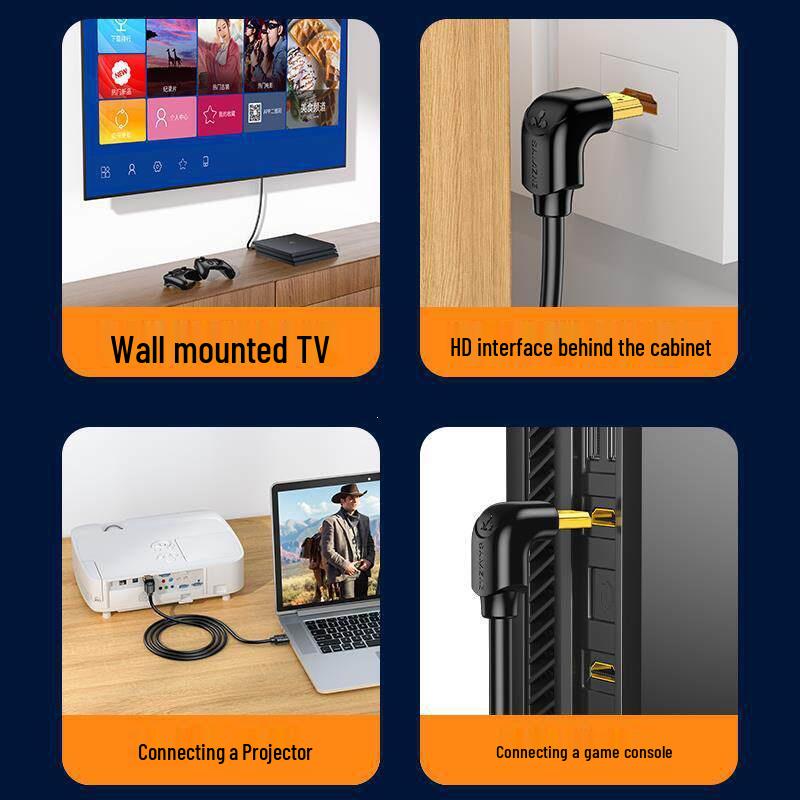 Shan Ze 4K HD HDMI Угловой кабель 90° для телевизора и компьютера