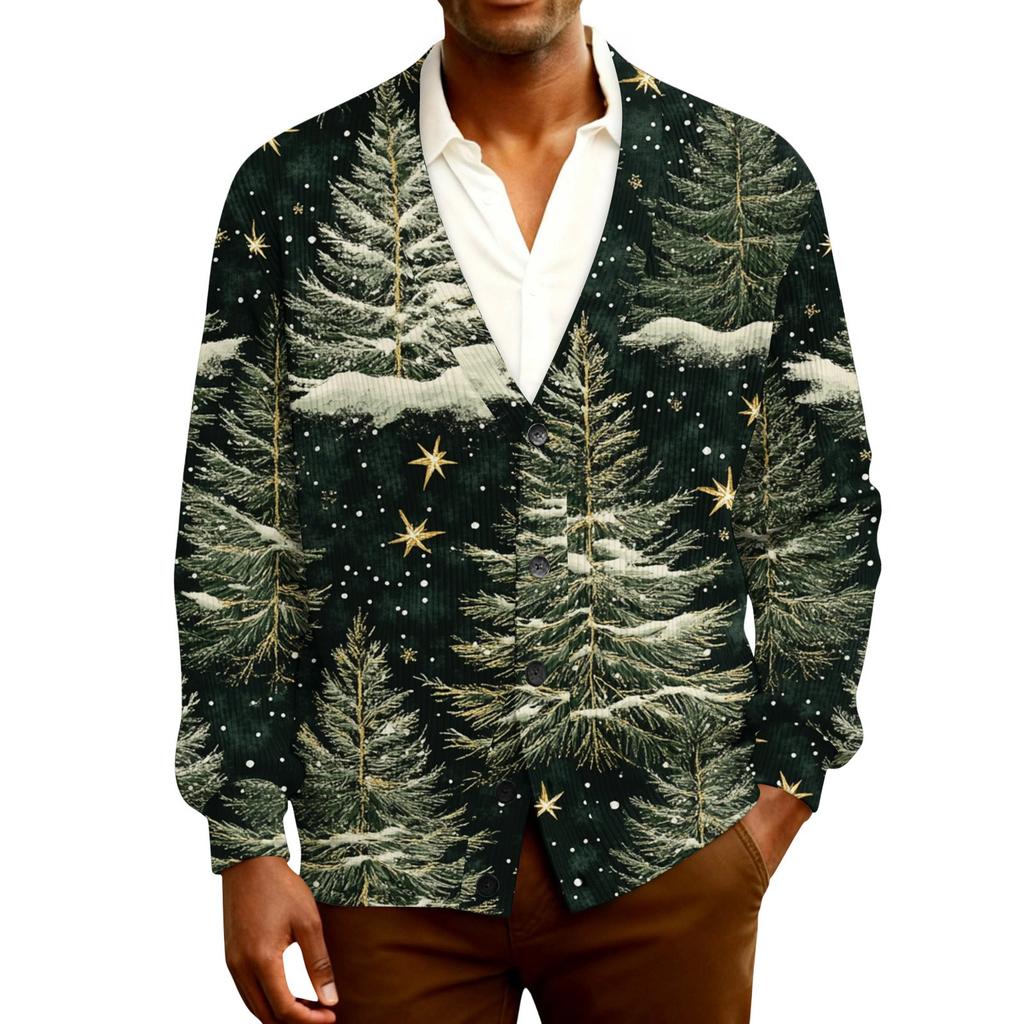 Мужской кардиган с длинным рукавом, рубчатой вязки