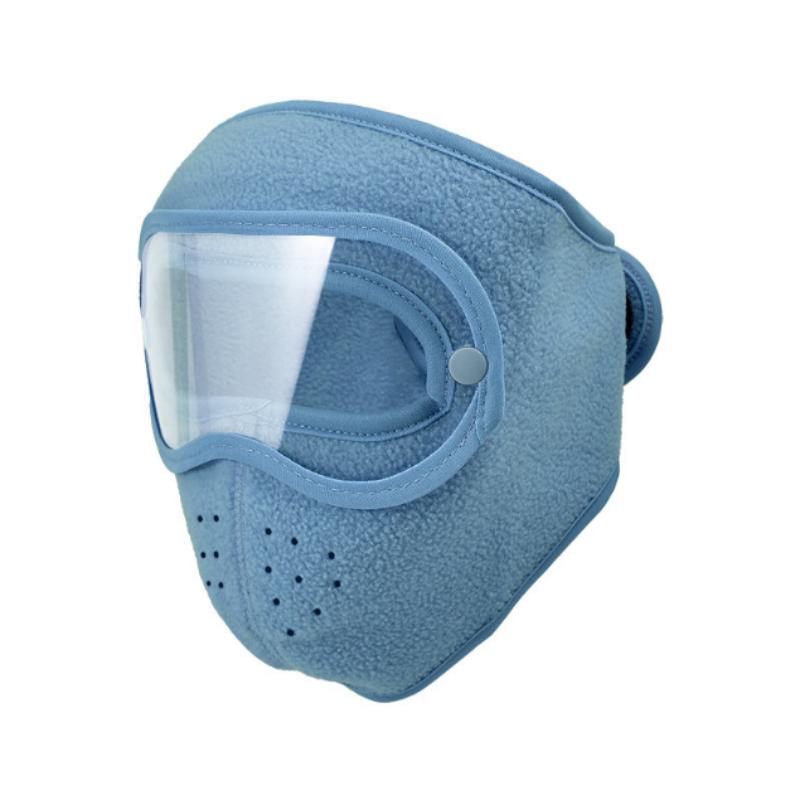 Fashion 6 Colors Women Men Winter Polar Fleece Face Mask Thick Face Covering With Windproof Goggles For Outdoor Cycling Warm Ski Mask Motorcycle