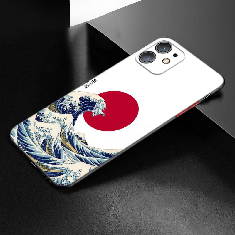 Japanese Wave Anime Dragon Phone Case For Apple iPhone 12 13 Mini 11 Pro Max XR X XS MAX 8 7 6S 6 Plus SE 5S 5 2020 Black Cover