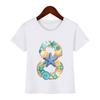 Футболка с принтом в виде мультфильма «Море» для детей от 2 до 14 лет на день рождения, детские футболки с номером 1-9 на день рождения, забавный подарок для мальчиков и девочек, футболка в подарок