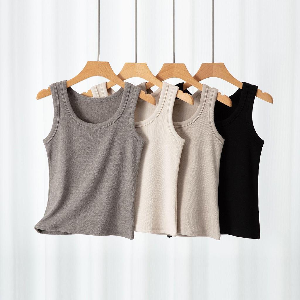 Женская приталенная майка без рукавов с начесом - Теплый базовый слой для осени/зимы