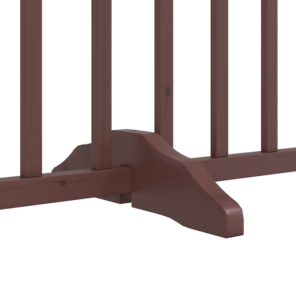 6 Piece Foldable Dog Gate with Door Brown 480 cm Poplar Wood