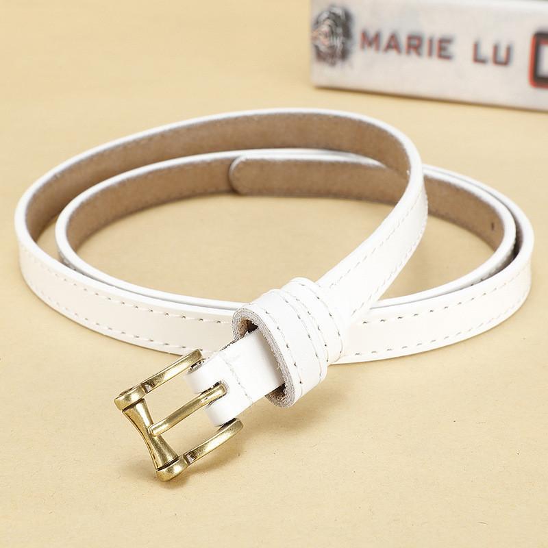 Женский узкий ремень из натуральной кожи с металлической пряжкой для платья и повседневных нарядов