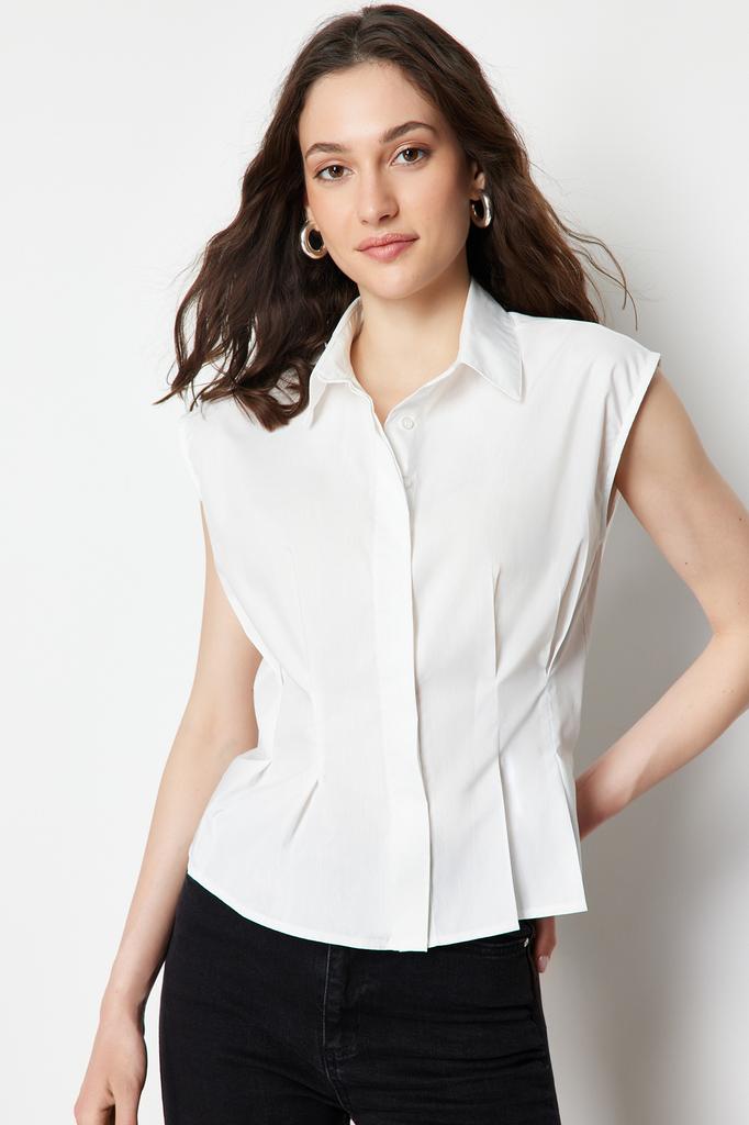 Women's Fashion Shirt Shirt Collar Long Striped Woven 100% Cotton Shirt