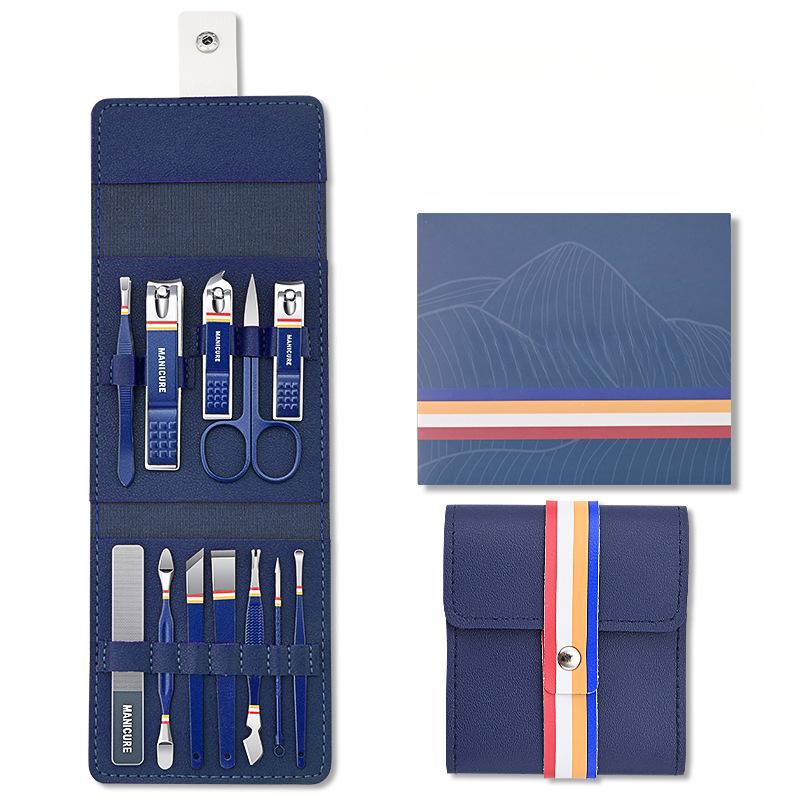 Portable Nail Clippers Nail Clippers Pedicure Tools Scissors Ear Spoon Set Folding Bag 12-16 / Set