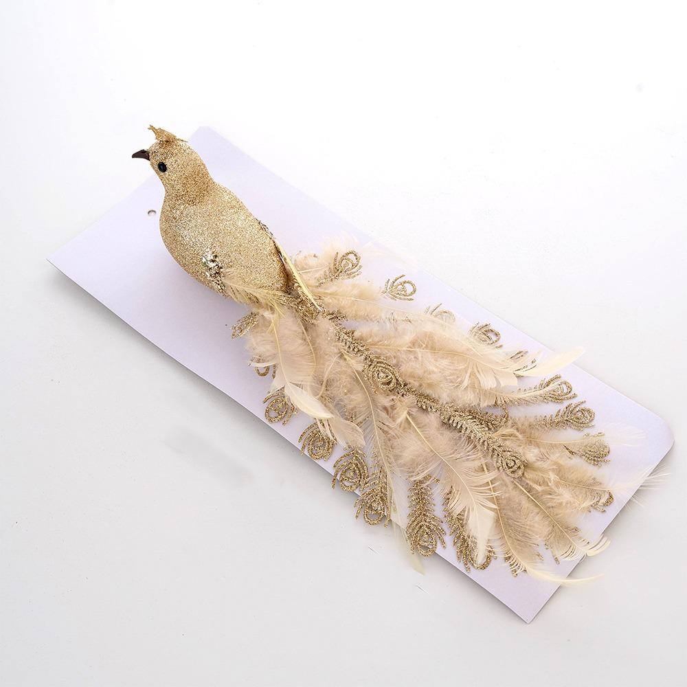 Блестящие Рождественские Павлины Ручной Работы Имитация Птицы Искусственное Перо Павлина Реалистичное Украшение для Рождественской Елки