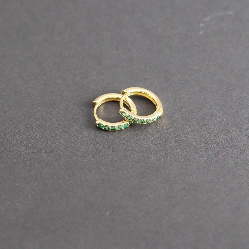 1 Pair Green Little Huggies Stainless Steel Hoop Earrings Girl Tiny Rings Cartilage Small Helix Piercing Tragus Circle Hoops