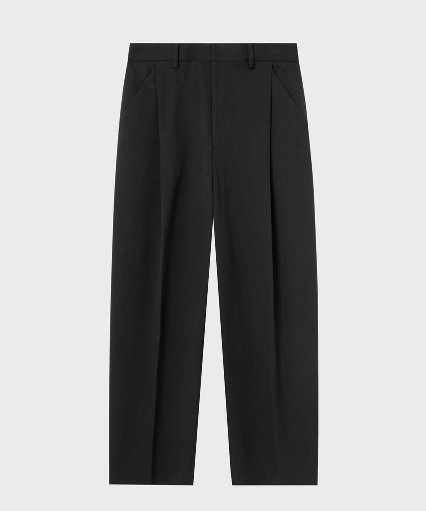 NONBLANK One-Pleat Curved Wide Slacks_Black