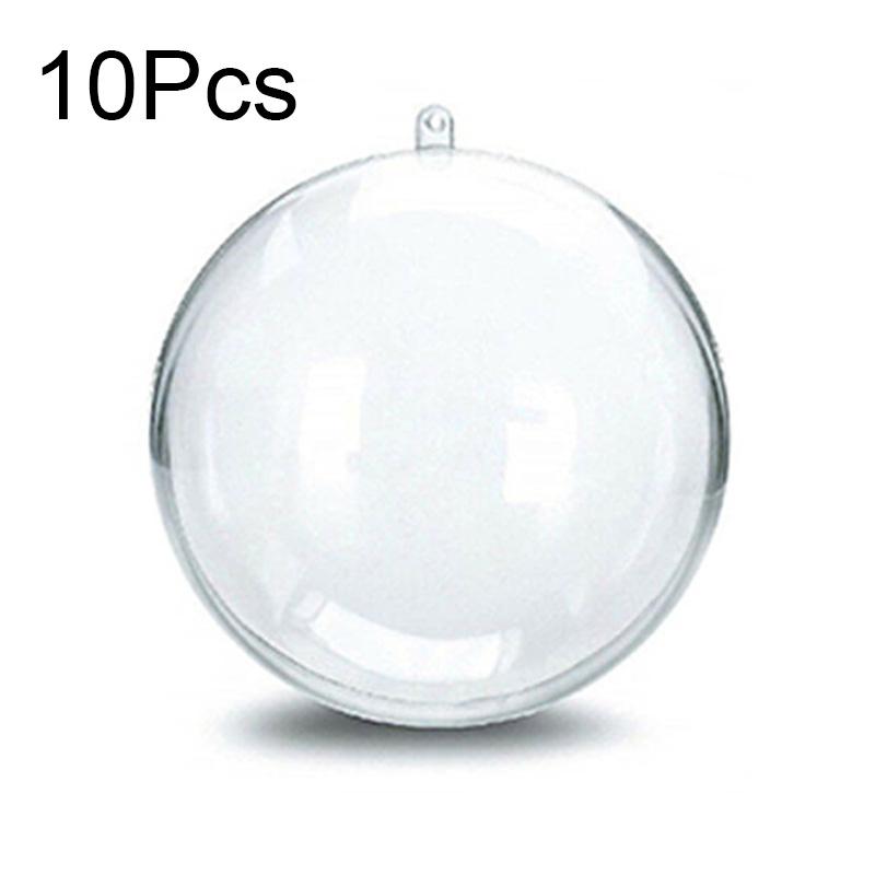 10шт DIY прозрачные рождественские елочные шары пластиковые заполняемые безделушки декоративная сфера