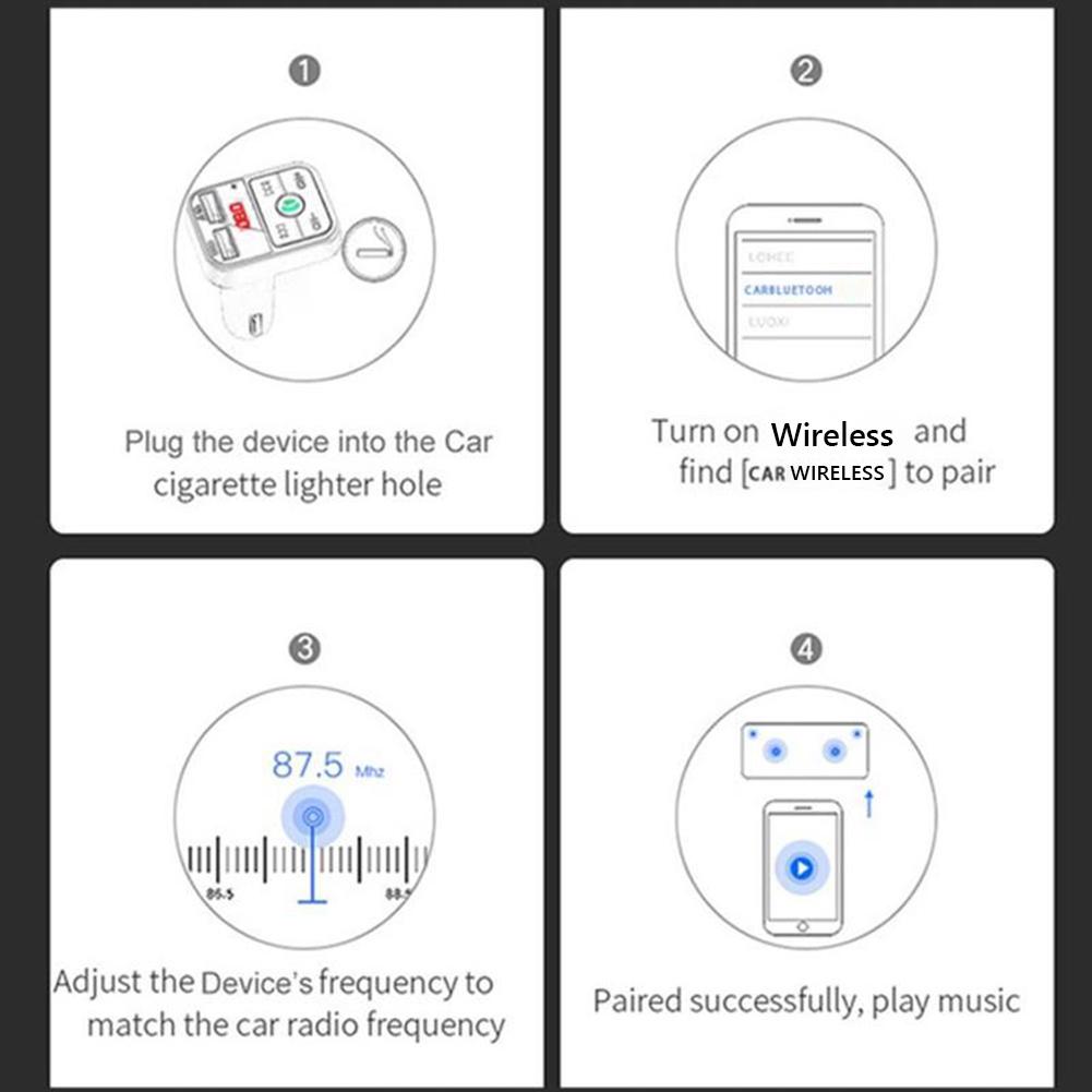 Аудио MP3-плеер Беспроводной FM-передатчик Автомобильное зарядное устройство Совместимость с Bluetooth Звонки без помощи рук Цифровой дисплей Модулятор автомобильного радио
