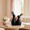 Resin Rabbit Figurines for Home Decor (Set of 2 pc, Black Color)