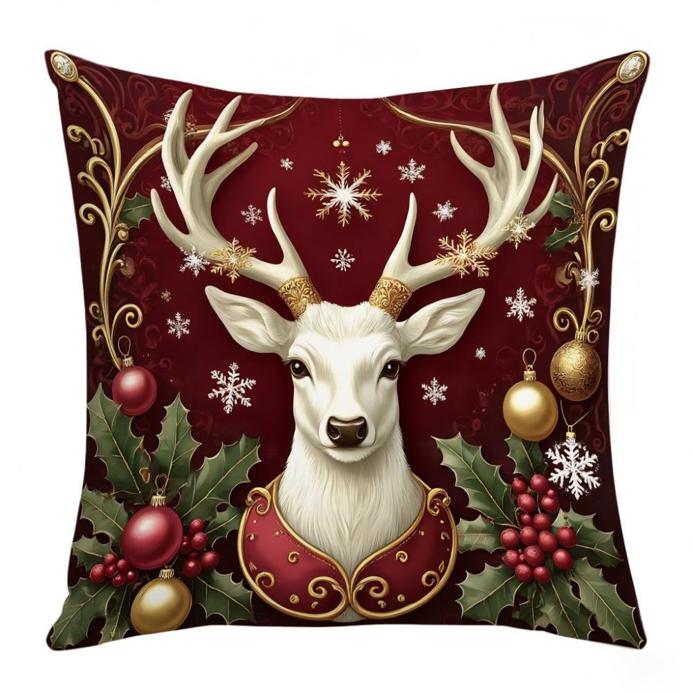 Christmas Cushion Cover Christmas Tree Pattern Santa Claus Cartoon Christmas Pillow Cover 45x45cm Size Snowflake