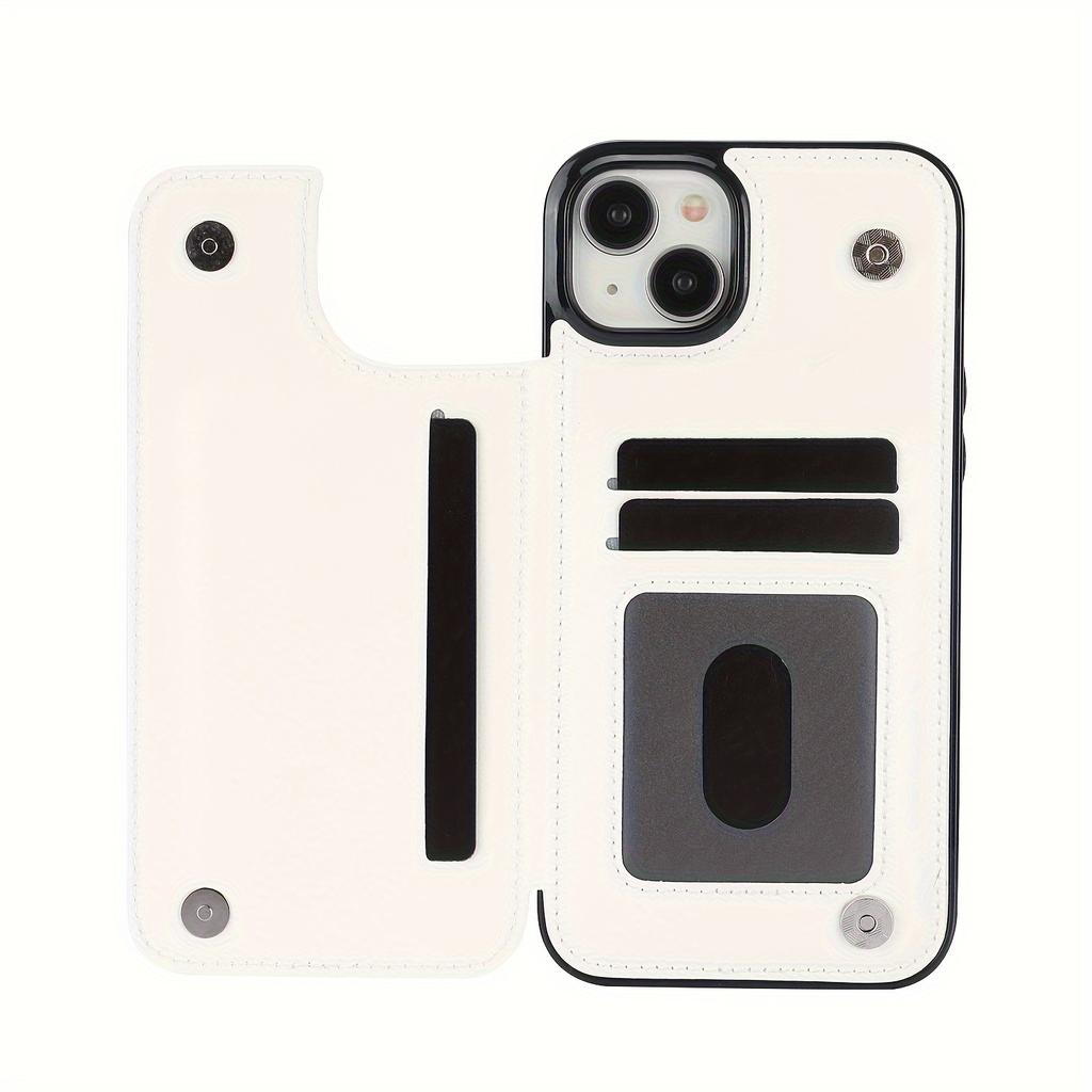 Чехол для телефона-кошелька с держателем для карт, чехол с подставкой для карт из искусственной кожи, двойной магнитной застежкой и прочным противоударным чехлом, для IPhone