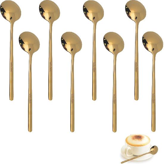 5" Gold Coffee Spoons 8Pcs 5.25" - Gold Tea Spoons Small Coffee Spoons for Coffee Bar - Espresso Spoons Dessert Spoons for Tea - Coffee Stirring