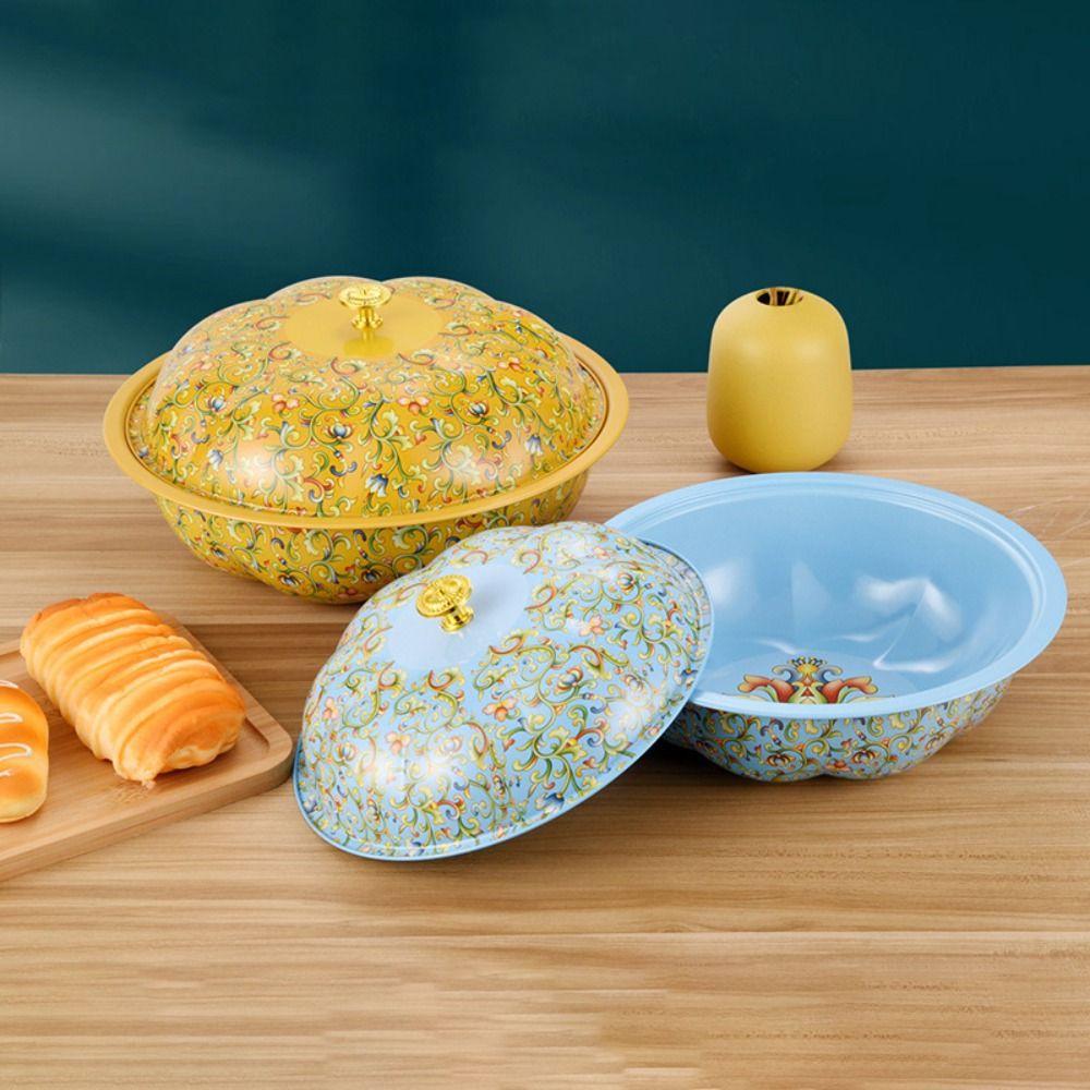 Large Capacity Floral Pot with Lid 30cm Food Tray Bowl Basin For Buffet and Raya Celebrations