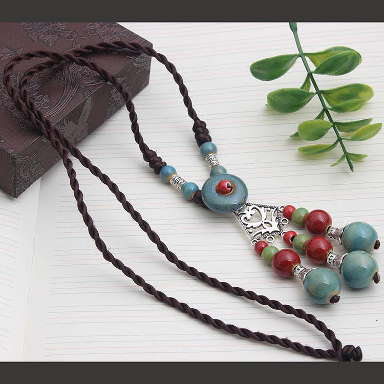 Оригинальный этнический стиль, универсальные аксессуары для одежды, подвеска с цветком, темперамент, длинное ожерелье, подвеска в стиле ретро, ​​цепочка для свитера, осень и зима