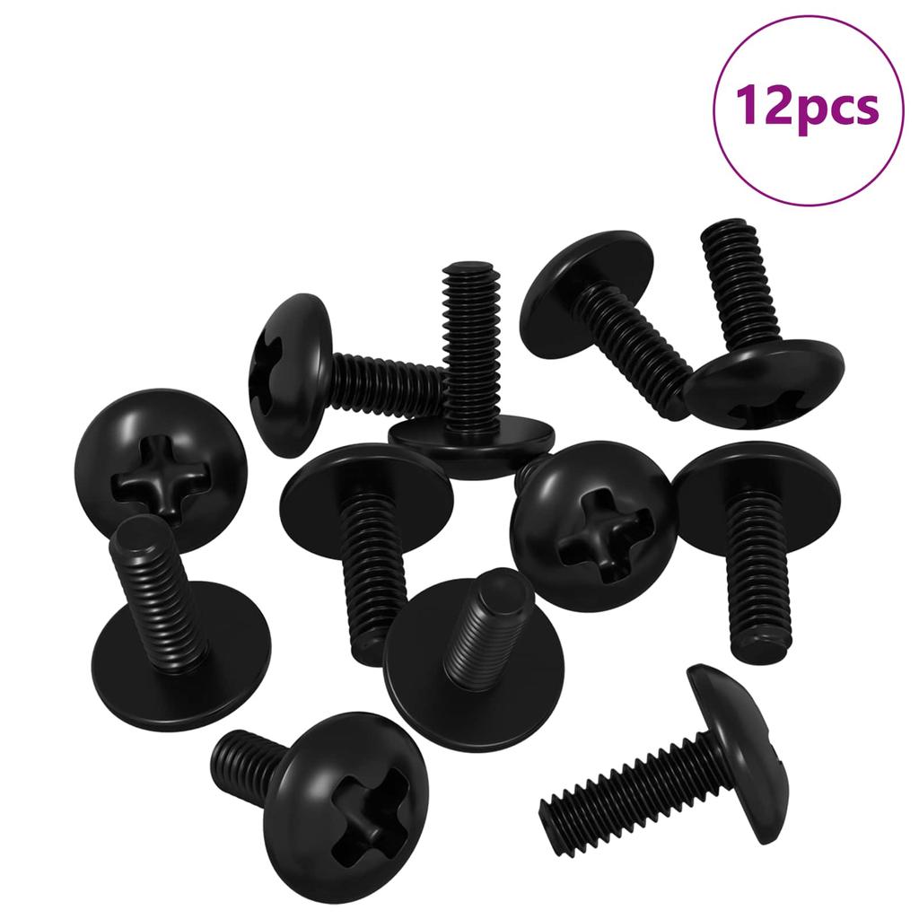 Sleeve Screws 12 Pcs Black M4 x 10 mm Iron
