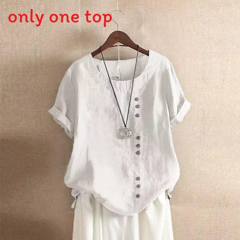 Cotton Linen T Shirt For Women With Loose Fit And Short Sleeves For Casual Wear