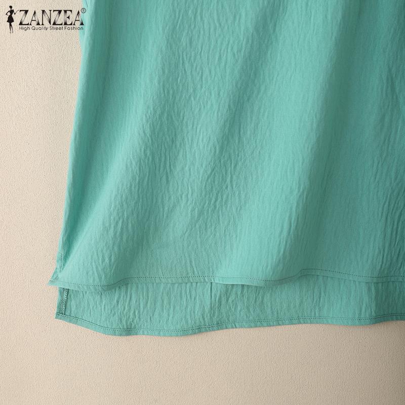 ZANZEA Женская повседневная летняя блузка без рукавов с отложным воротником