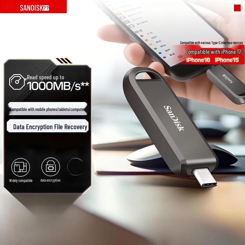 SanDisk Мобильный SSD-накопитель CZ890 Type-C USB 3.2
