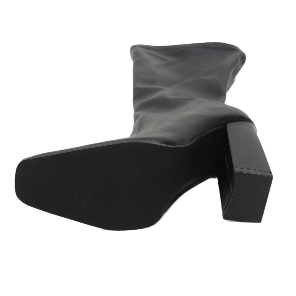 Autumn and Winter Retro Square Head Martin Boots Women's Washed Horseskin Thin Boots Short Boots Thick Heel Solid Color Boots