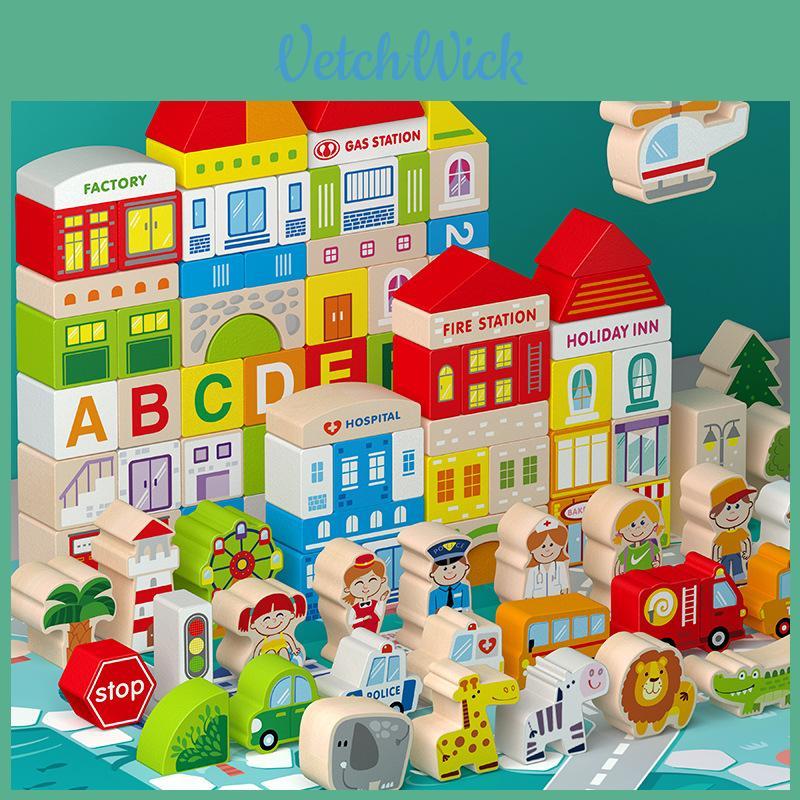 Wooden City Sunshine Wooden Block Set For Kids With Ecofriendly Finish