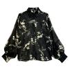 Sun-protective Shirt for Women In Summer Fashionable Printed Chiffon Top for Women Loose with Lantern Sleeves As A Shirt for Women