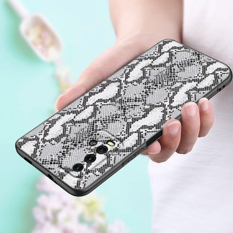 Sexy Python Snake Skin Phone Case For Xiaomi Redmi Note 11 10 9 8 Pro 11T 5G 10T 10S 9S 9T 9i 9C 9A 8T Soft TPU Black Cover