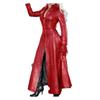 Women's European and American Style PU Leather Lapel Zipper Jacket - Solid Color, Long Length.