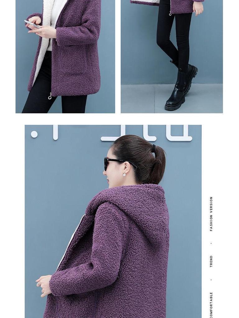 Women's Plus Size Long Velvet Thickened Faux Lambskin Casual Jacket for Autumn/Winter 2023