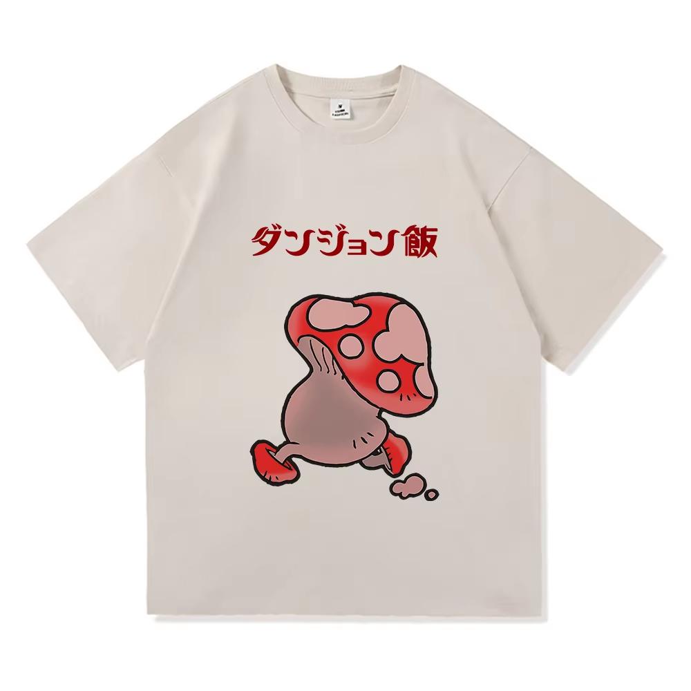 Vintage Washed Delicious in Dungeon Dungeon Meshi Laios Touden Falin Anime Printed Cotton T-shirt Men Women Tee Summer Casual Fashion Clothing Tops