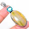 Bumble Bee Jasper, Topaz 925 Sterling Silver Jewelry Pendant 2.29" E9a80