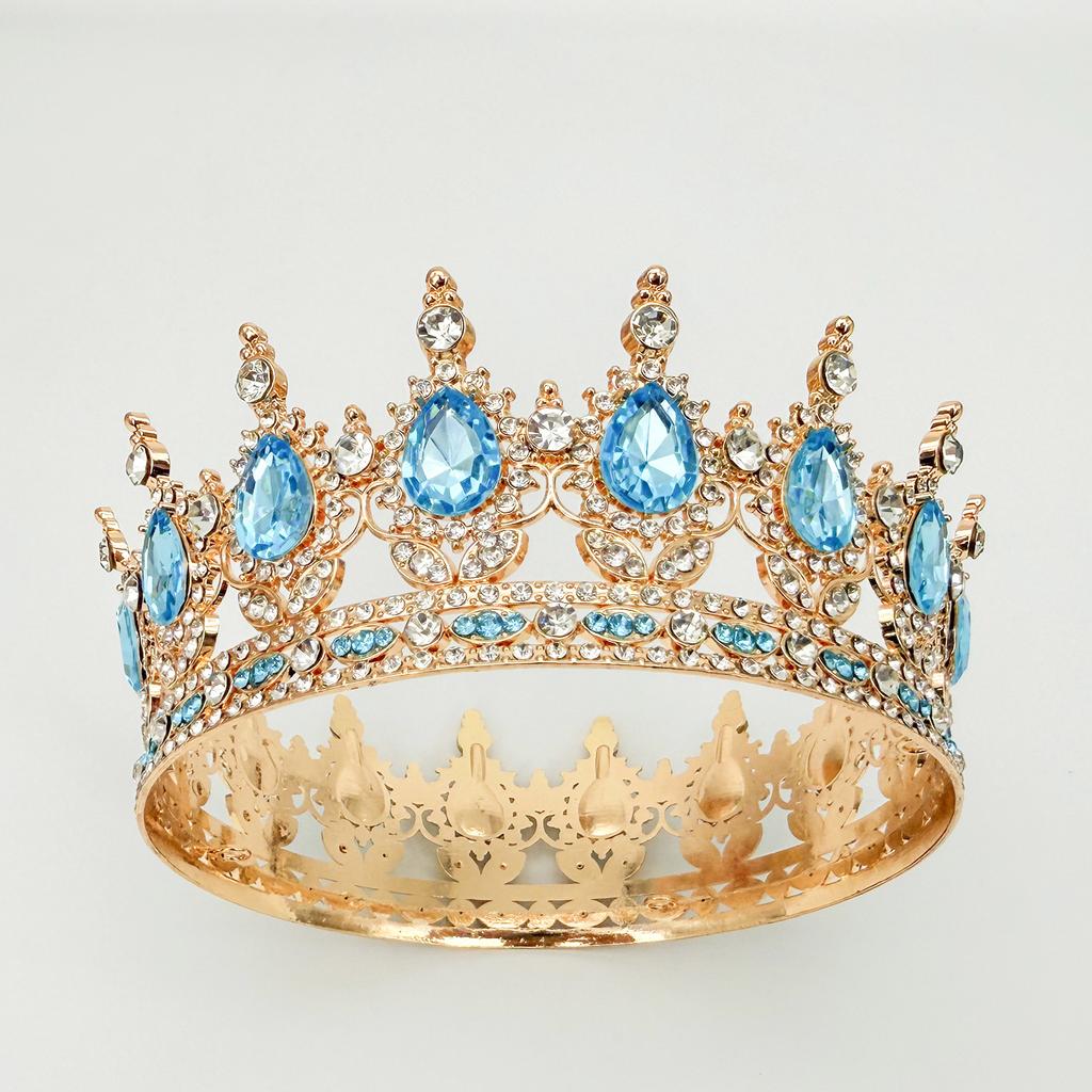 Full Circle Crown Tiara Colorful Baroque Retro Full Diamond Jewelry Wedding Accessories Crown Bridal Crown