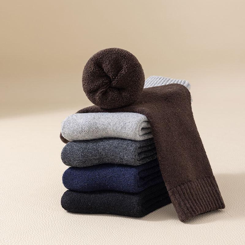 Мужские носки средней длины из шерсти, устойчивые к холоду, толстые и теплые, плюс бархатные махровые носки из кашемира