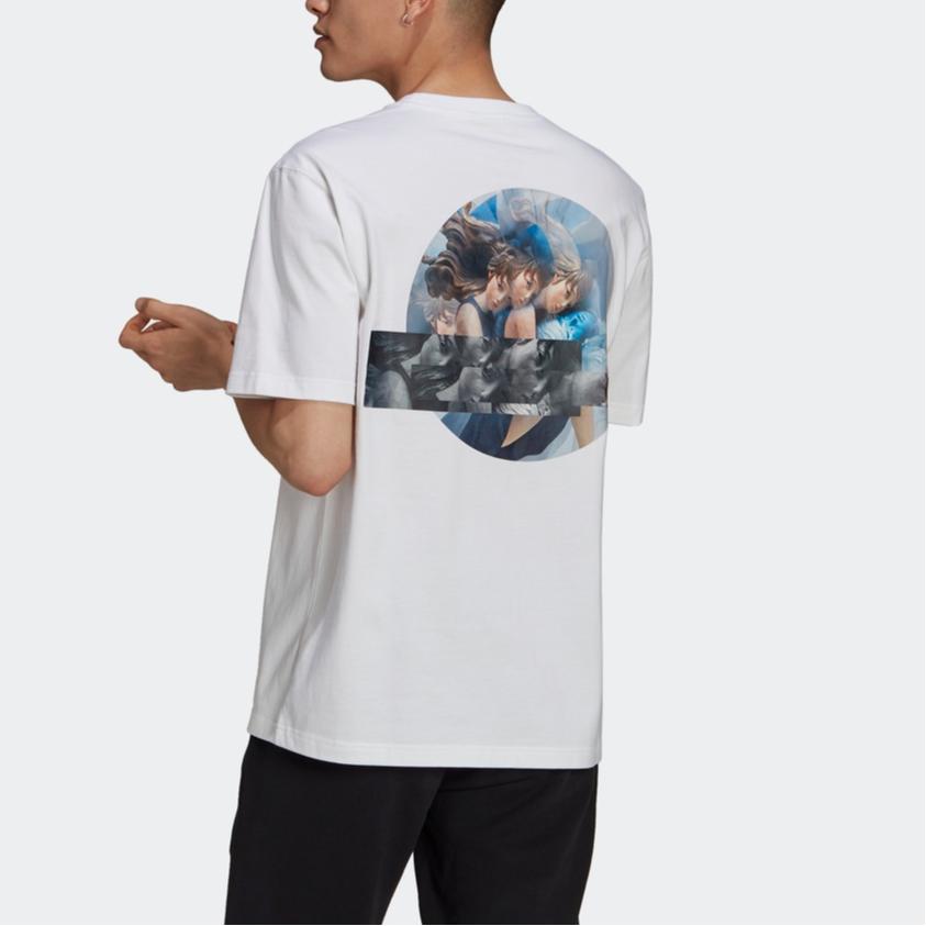 Adidas Мужские футболки Originals Artist Tee Ss с принтом на спине, белые HA4704