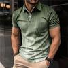 Men's Shirt Polo Casual Zip Short Sleeve Fashion Casual Zipper Summer Spring Regular Fit 3D Purple Stripe Print Shirt