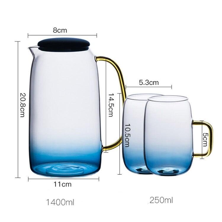 Стеклянный чайник 1400 мл, китайский чайный сервиз кунг-фу, взрывозащищенный чайник, термостойкий бытовой кувшин для сока с холодной водой