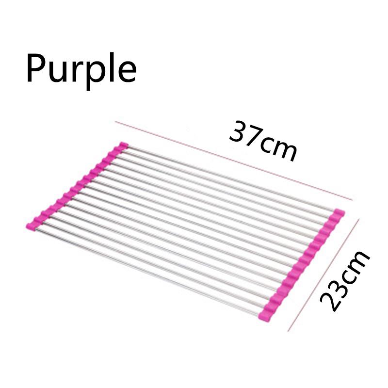 1 Pc Kitchen Sink Rack Stainless Steel Foldable Dish Cutlery Drying Holder Fruits Cup Dish Tool KTY