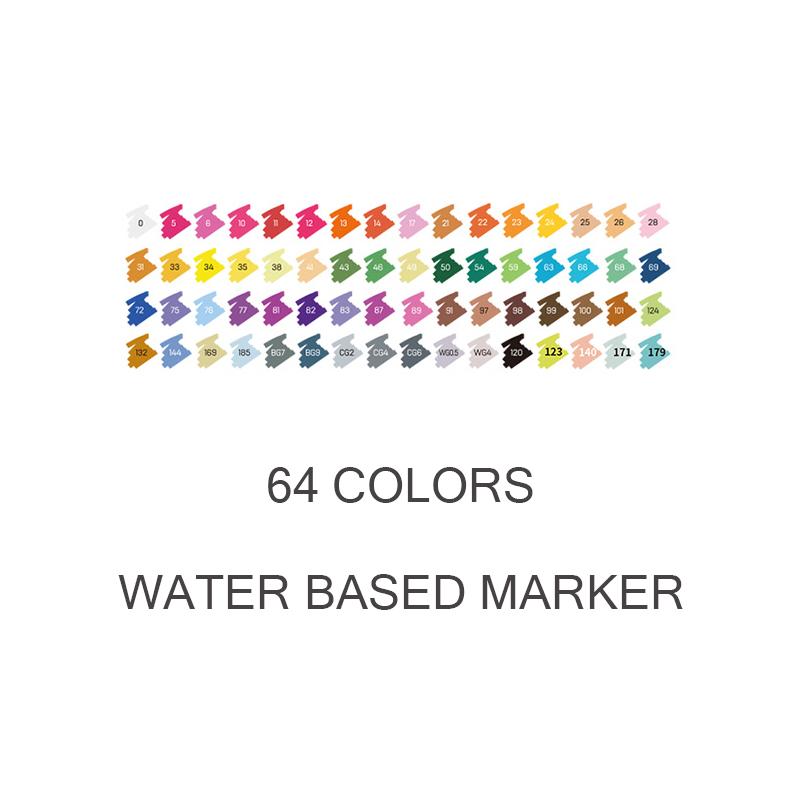 Double Head Soft Head Marker Water Based Marker Set Painting Marker Student Marker Pen 24/36/48/64 Colors Triangular Marker