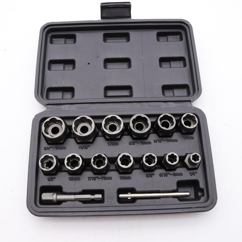 Набор из 14 экстракторов гаек и винтов для поврежденных и некомплектных крепежей