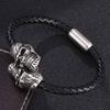 Панк скелет мужские кожаные браслеты браслеты черный плетеный Rop Man ювелирные изделия на запястье