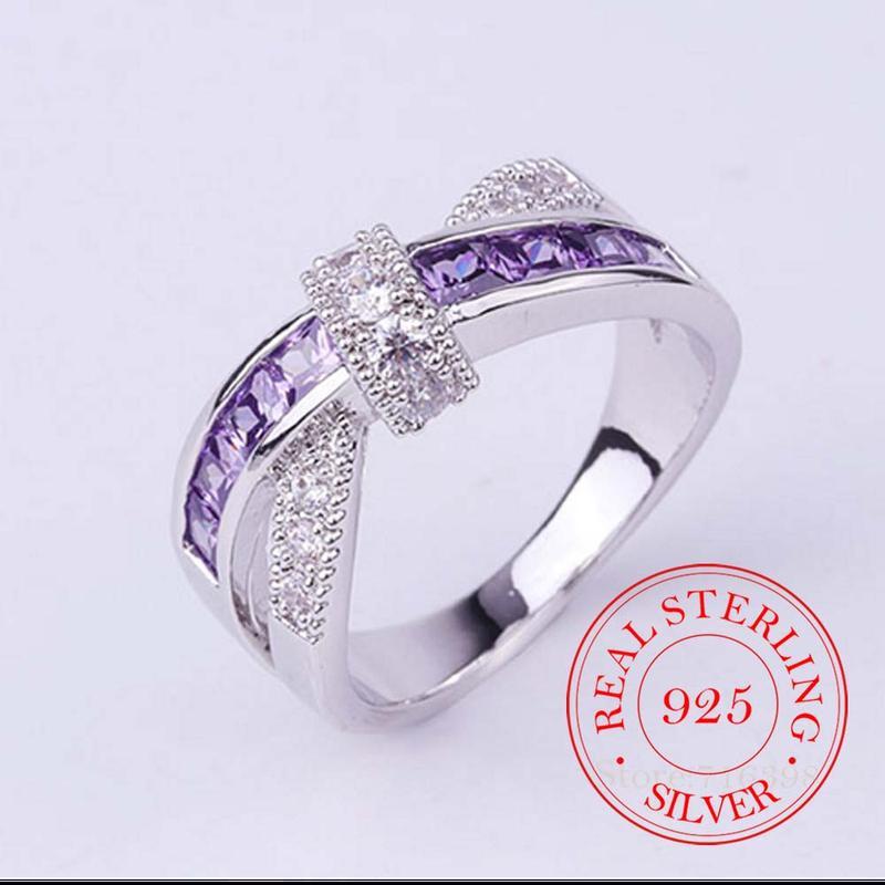 925 Sterling Silver Jewelry Vintage Crystal Couple's Wedding Silver Rings for Women Men Fashion Anel De Prata Bijoux