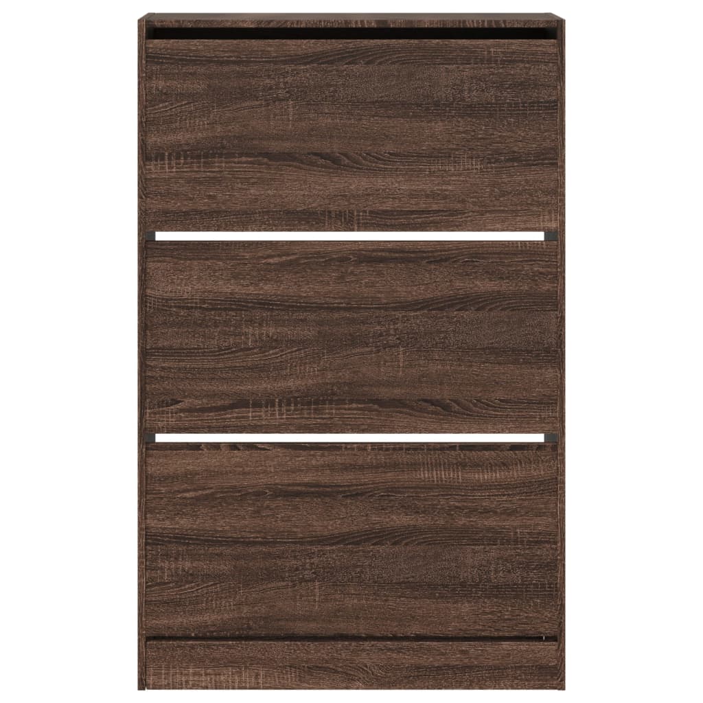 Shoe Cabinet Brown Oak Effect 80 x 21 x 125.5 cm Particleboard