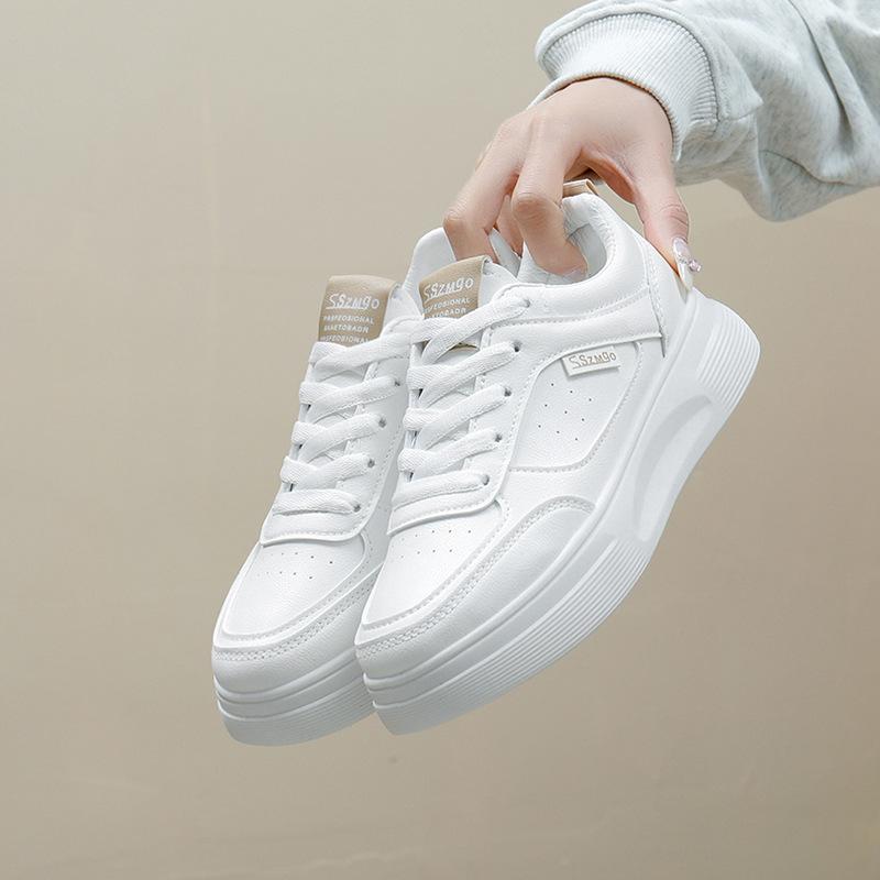 Повседневные дышащие кроссовки для женщин, уличные противоскользящие кроссовки из искусственной кожи, плоские кроссовки на шнуровке, прогулочная обувь, женская спортивная обувь для скейтбординга