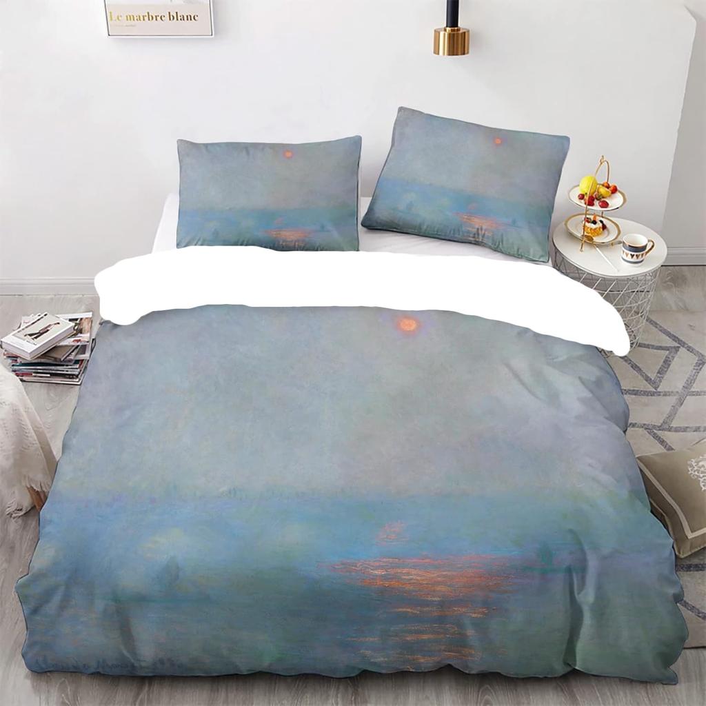 Пододеяльник размера «Квин» Ван Гог «Цветущий абрикос» Комплект постельного белья с 2 наволочками Узорчатый пододеяльник Мягкая легкая микрофибра