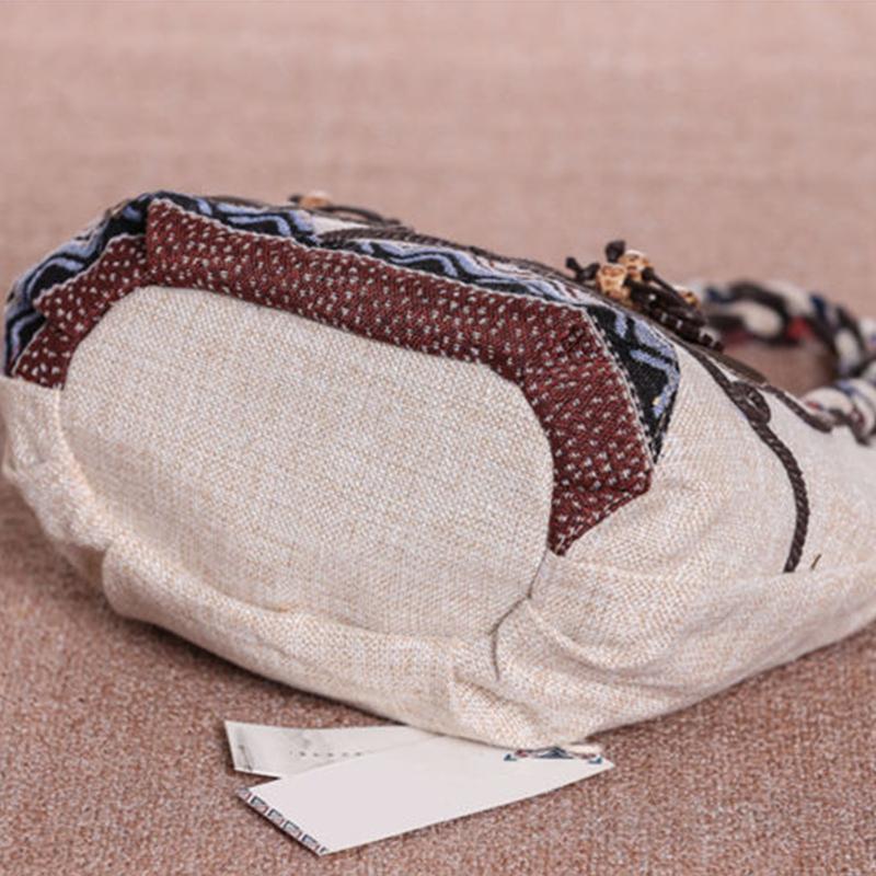 Yogodlns Модная женская сумка-тоут с цветочным принтом в национальном стиле, льняная сумка среднего возраста с верхней ручкой, дорожная женская сумка