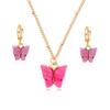 Acrylic Butterfly Pendant Earrings Necklace Combination Set Japan And South Korea Sweet Style Alloy Chain Jewelry Set