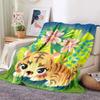 The Chinese Zodiac Animal Cartoon Hip-Hop Printed Soft Warm Blanket for Living Room Bedroom Bed Sofa Couch Flannel Throw Blanket